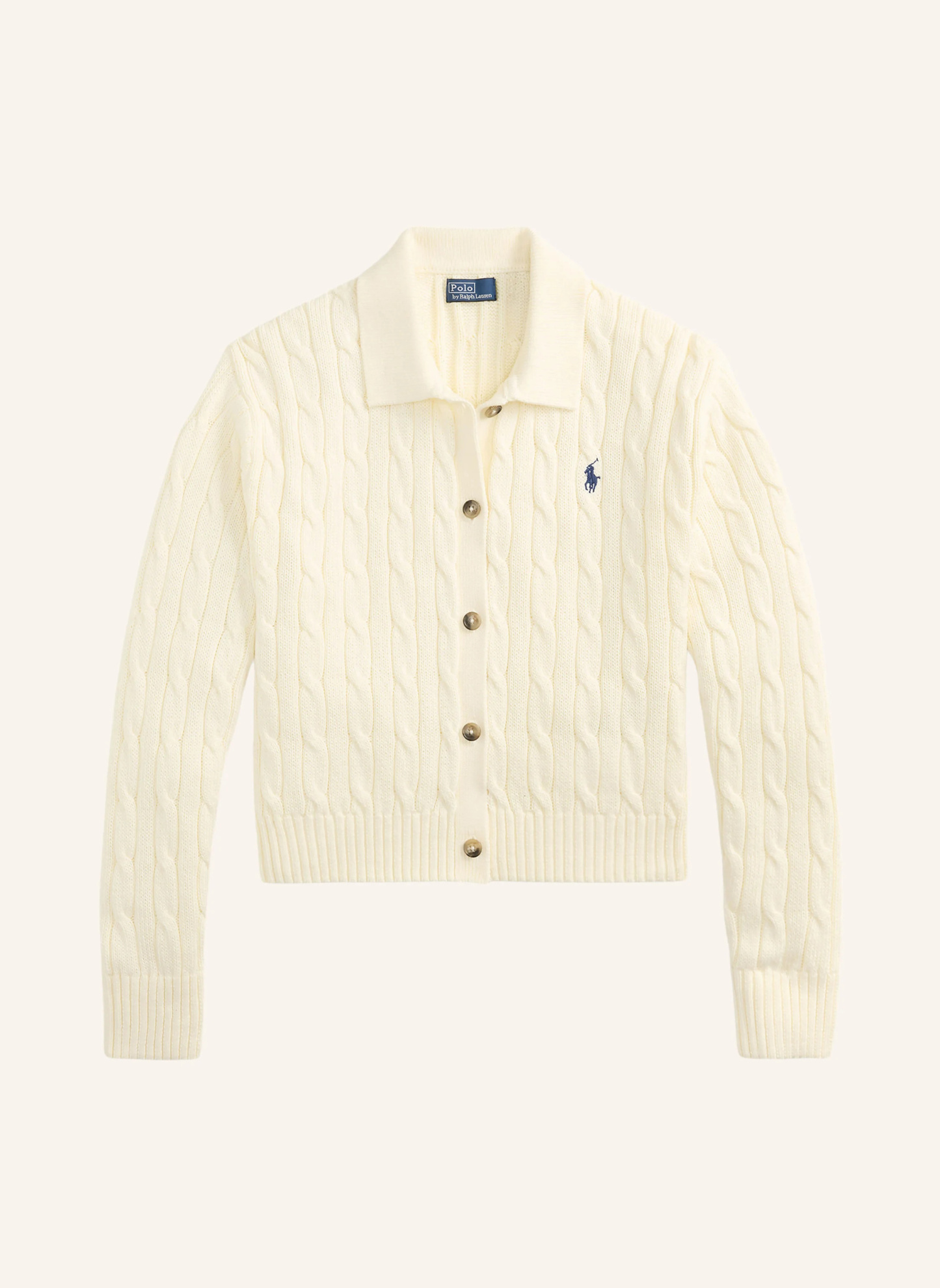 POLO RALPH LAUREN Strickjacke – ECRU / DUNKELBLAU