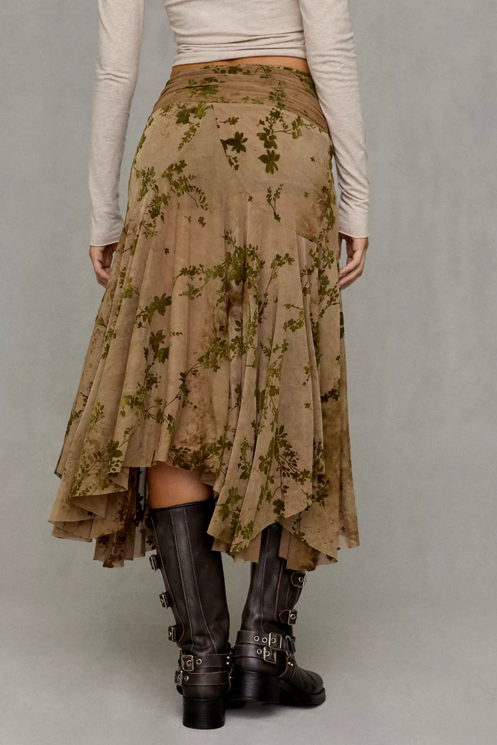 Kimchi Blue Jessica Asymmetric Low-Rise Midi Skirt - Green