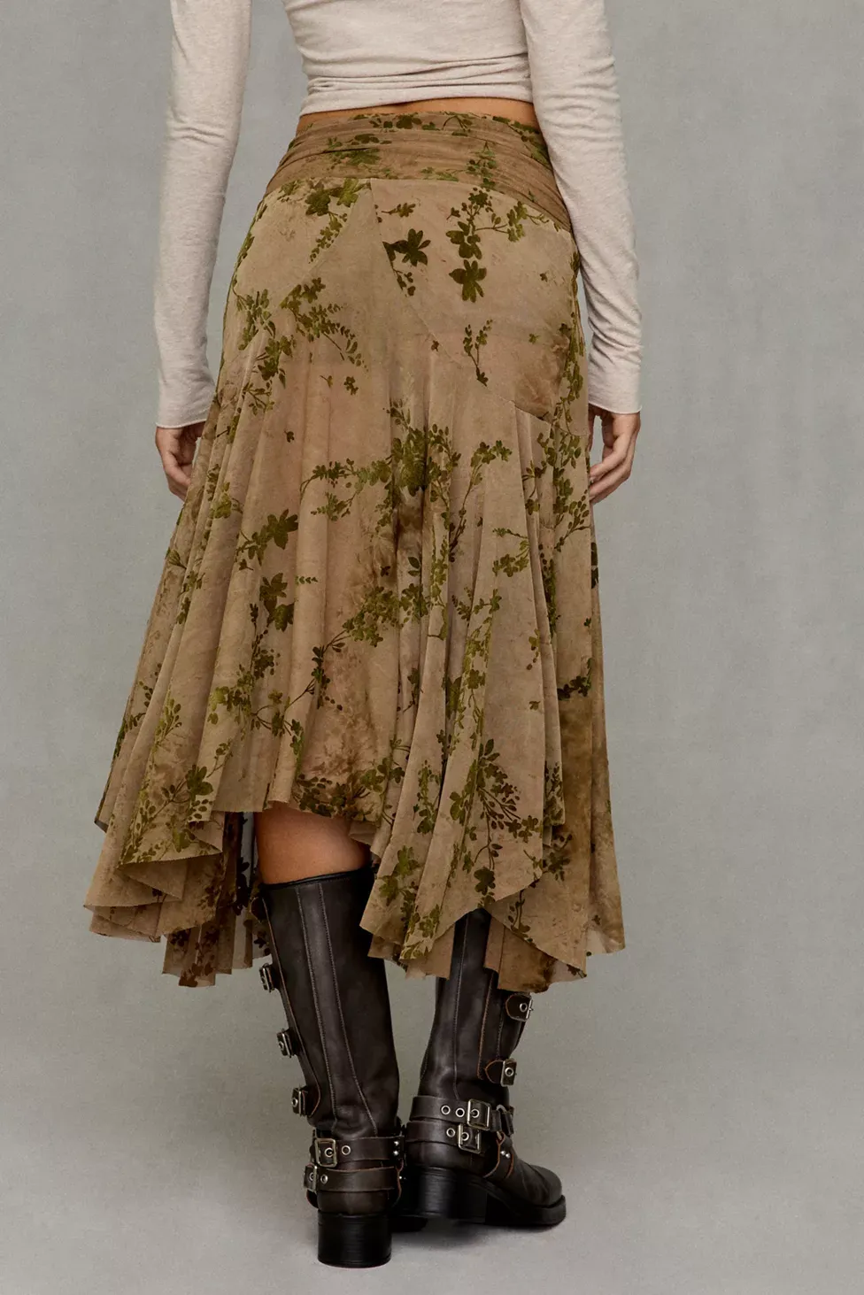 Kimchi Blue Jessica Asymmetric Low-Rise Midi Skirt - Green
