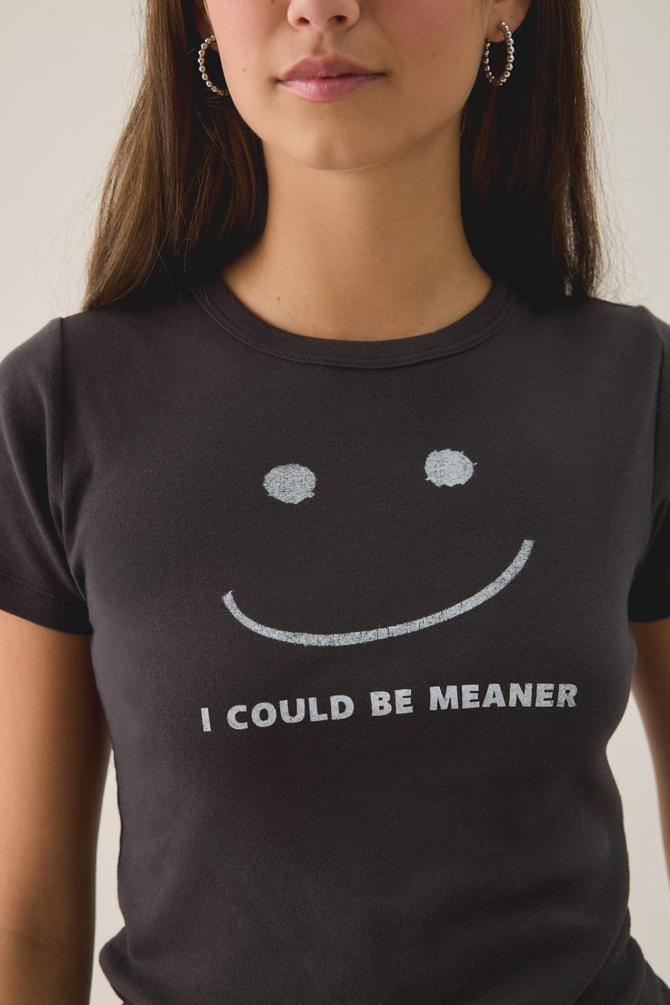 Could Be Meaner Graphic Cotton Slim Tee - Black