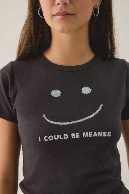 Could Be Meaner Graphic Cotton Slim Tee - Black