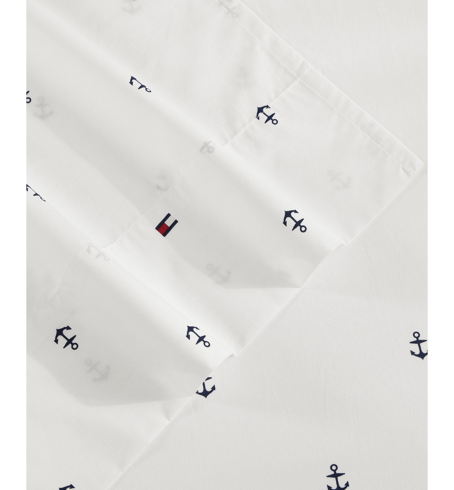 Tommy Hilfiger Printed 200-Thread Count Cotton Percale Sheet Set - Anchor, Flag Dark Blue