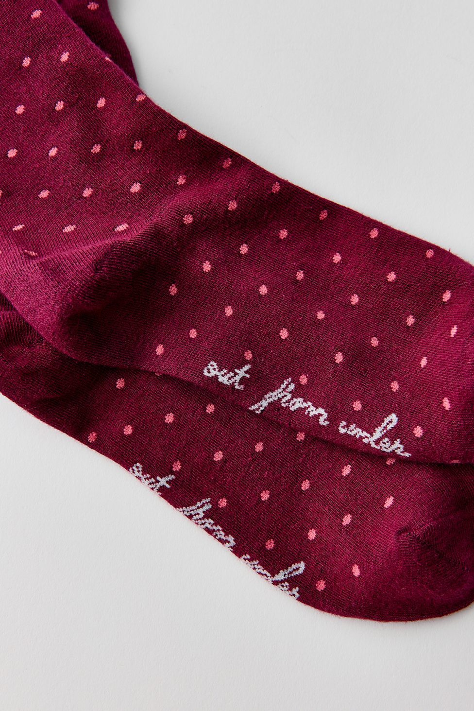Out From Under Lettuce-Edge Polka Dot Socks - Wine + Pink Polka Dot