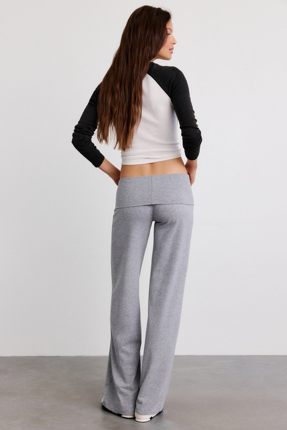 Out From Under Bec Foldover Wide Leg Pants - Heather Grey