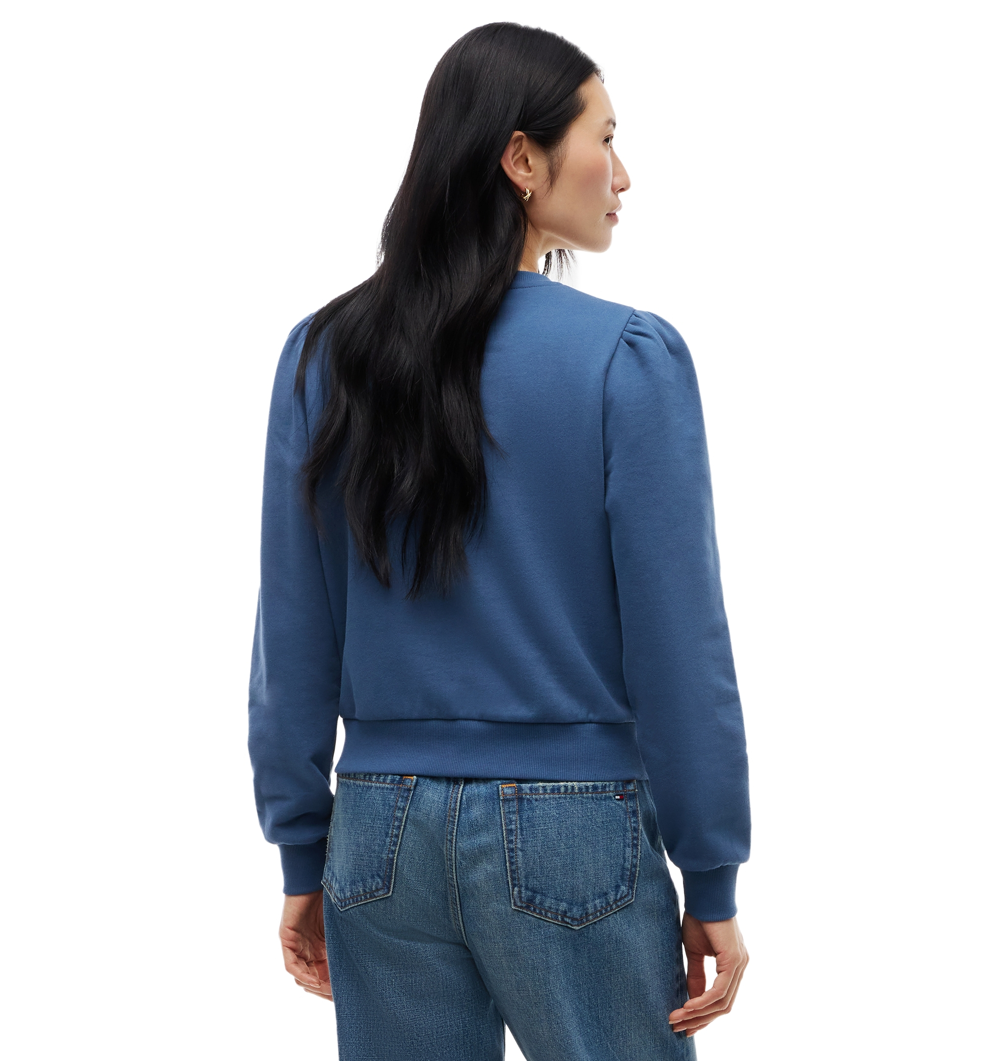 Tommy Hilfiger Women's Puff-Sleeve Script Sweatshirt - Aegean Sea