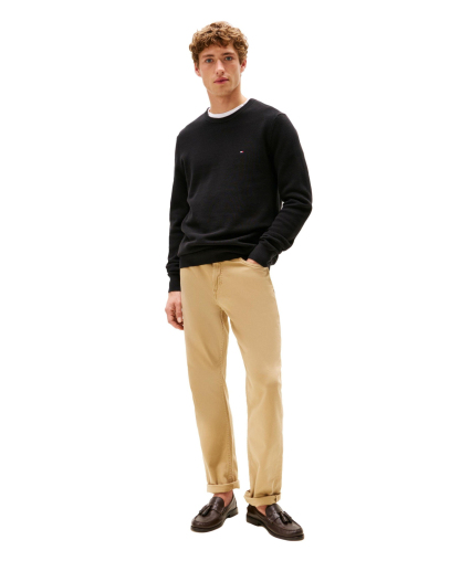 Tommy Hilfiger Men's Essential Texture Cotton Crewneck Sweater - Black