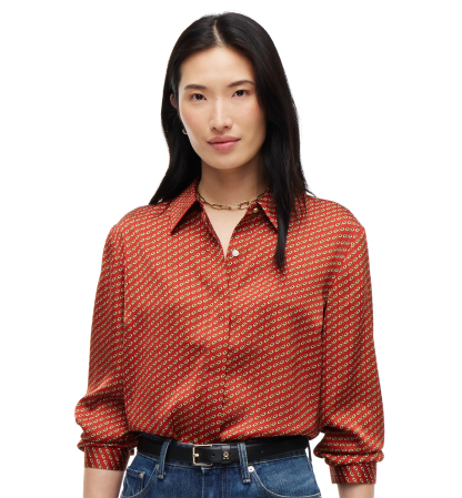 Tommy Hilfiger Women's Fluid Floral-Print Long-Sleeve Blouse - Studio Foulard Dark Magma