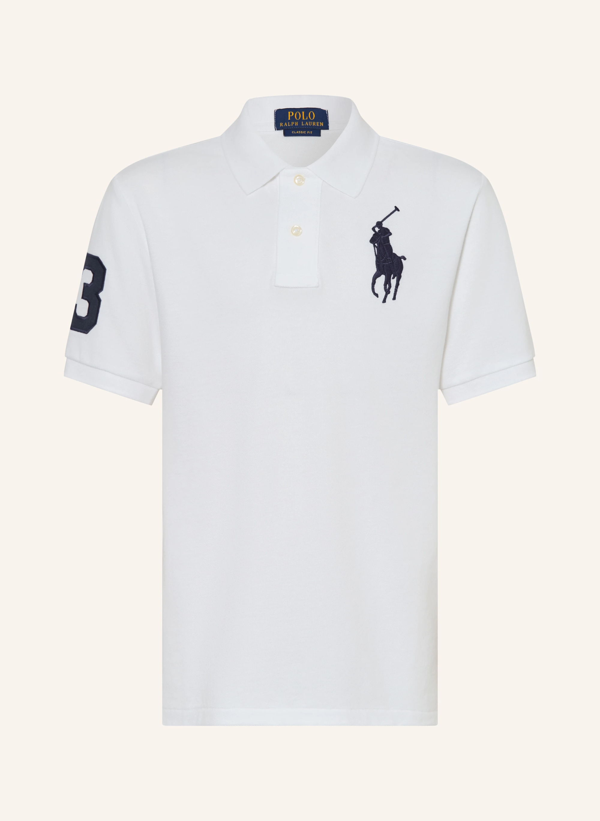 POLO RALPH LAUREN Piqué-Poloshirt – WEISS / DUNKELBLAU