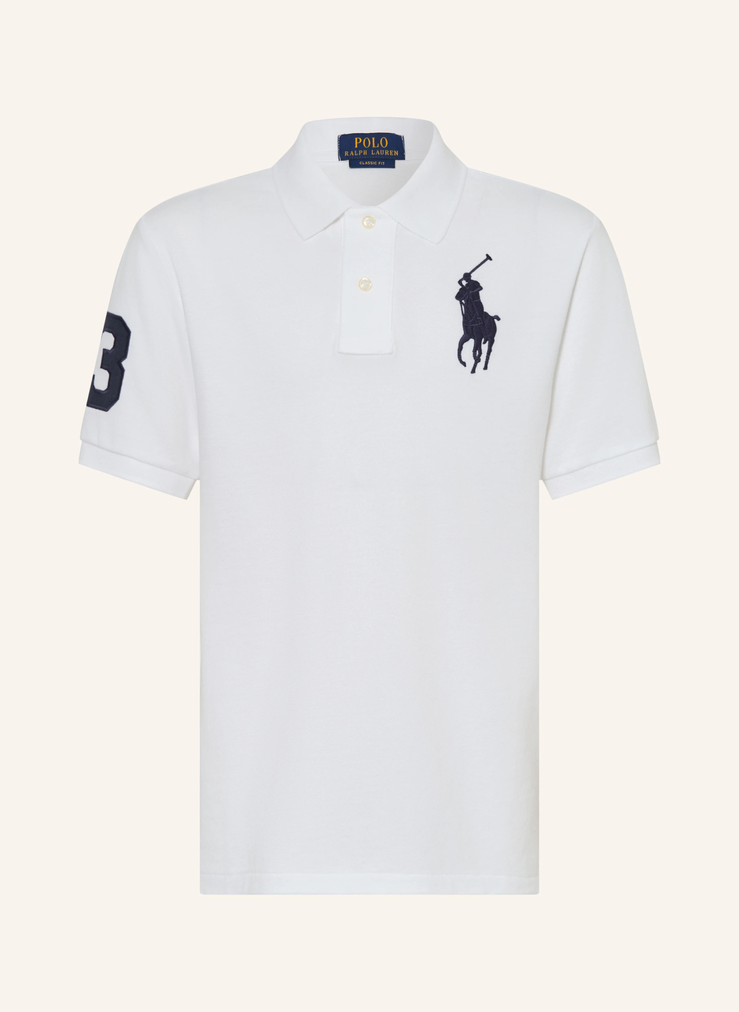 POLO RALPH LAUREN Piqué-Poloshirt – WEISS / DUNKELBLAU