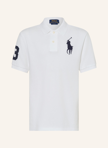 POLO RALPH LAUREN Piqué-Poloshirt – WEISS / DUNKELBLAU