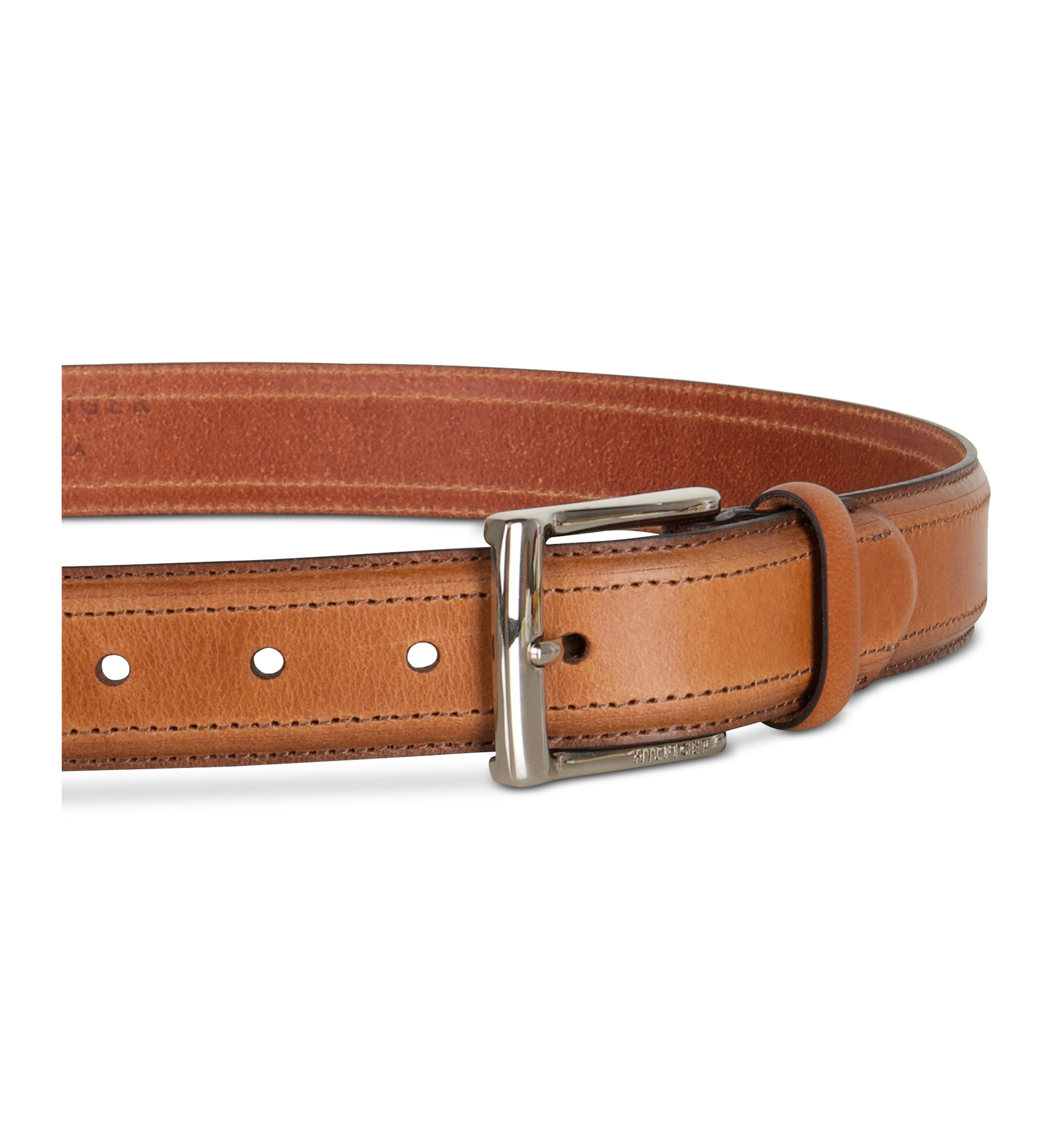 35MM Tommy Hilfiger Men’s Stitched Classic Dress Leather Belt - Cognac