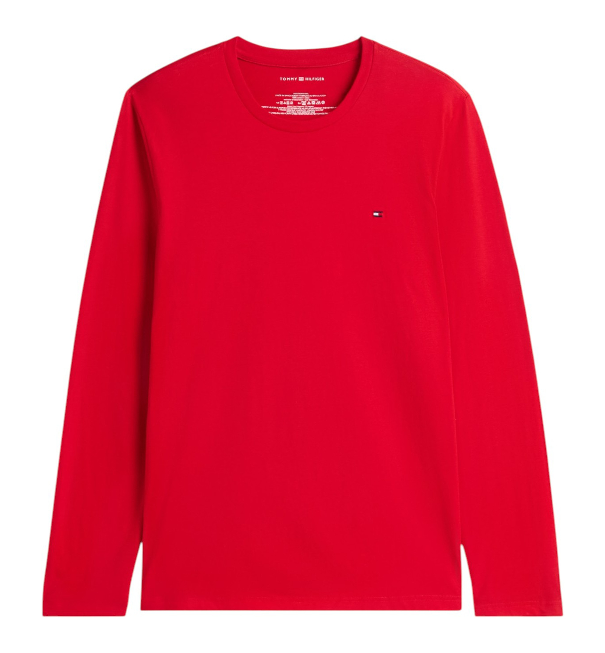 Tommy Hilfiger Men's Core Flag Long-Sleeve Crewneck Cotton Pajama T-Shirt - Mahogany