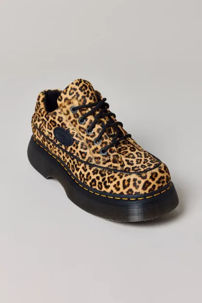 Dr. Martens Women's Buzz Leopard Print 5-Eye Shoes - Light Tan Mini Leopard