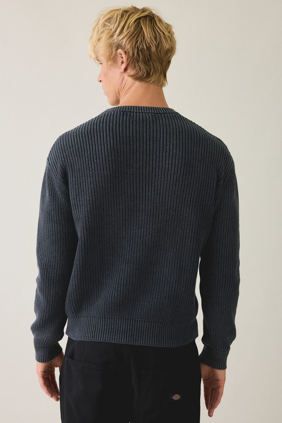 UO Acid Wash Crew Neck Sweater - Black