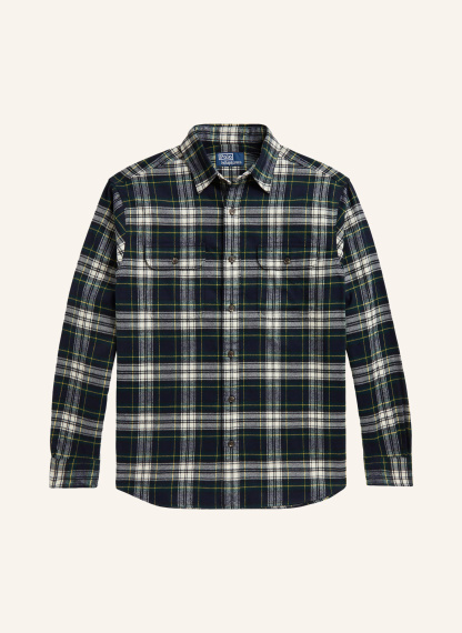 POLO RALPH LAUREN Flanellhemd Classic Fit – DUNKELBLAU / DUNKELGRÜN / WEISS