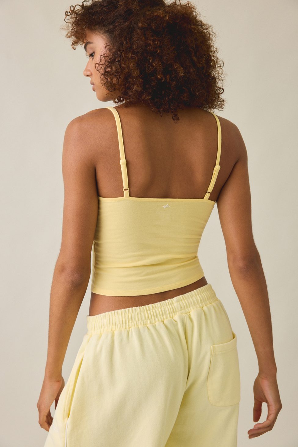 Out From Under Bec Twist-Front Cropped Cami - Light Yellow