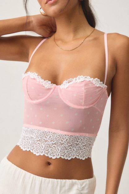 Out From Under Adrena Mesh + Lace Underwire Corset Cami - Pink
