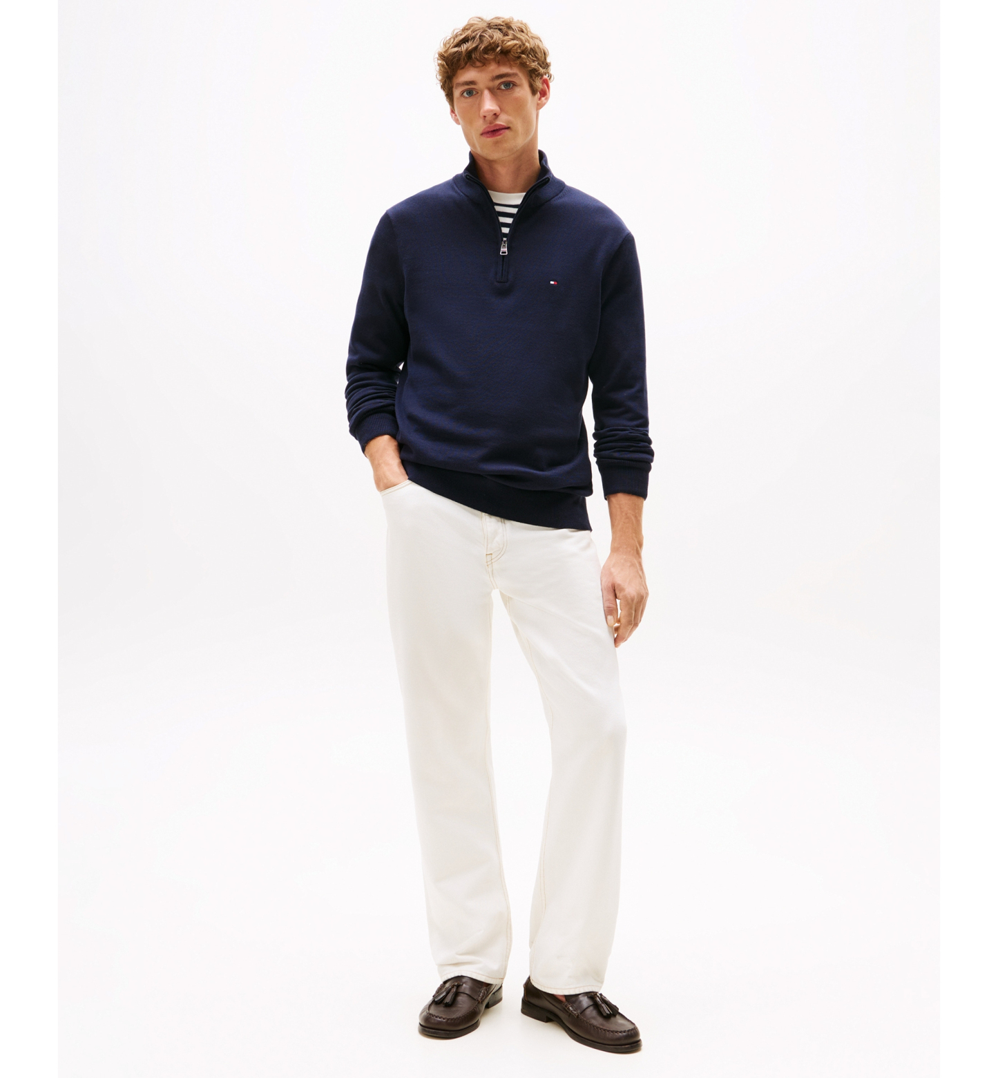 Tommy Hilfiger Men's Essential Cotton Quarter-Zip Sweater - Desert Sky
