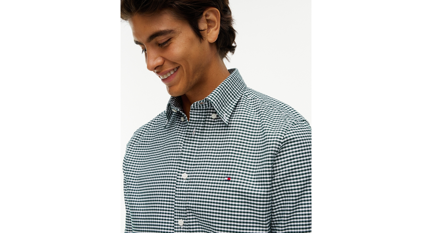 Tommy Hilfiger Men's Heritage Oxford Long-Sleeve Gingham Shirt - Hunter/Check