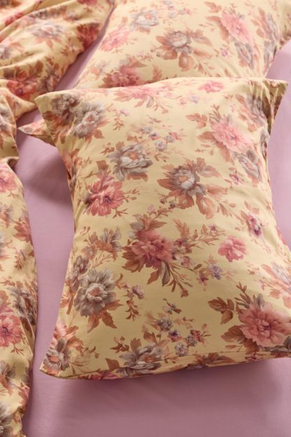 Gemma Floral Printed Cotton Sateen Sham Set - Buttercream Floral
