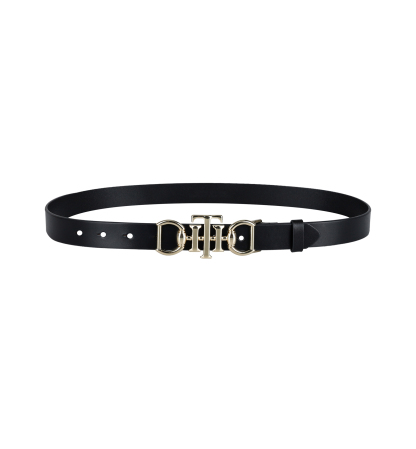 Tommy Hilfiger Women's Skinny Double Ended Horsebit Buckle Dress Casual Belt - Black