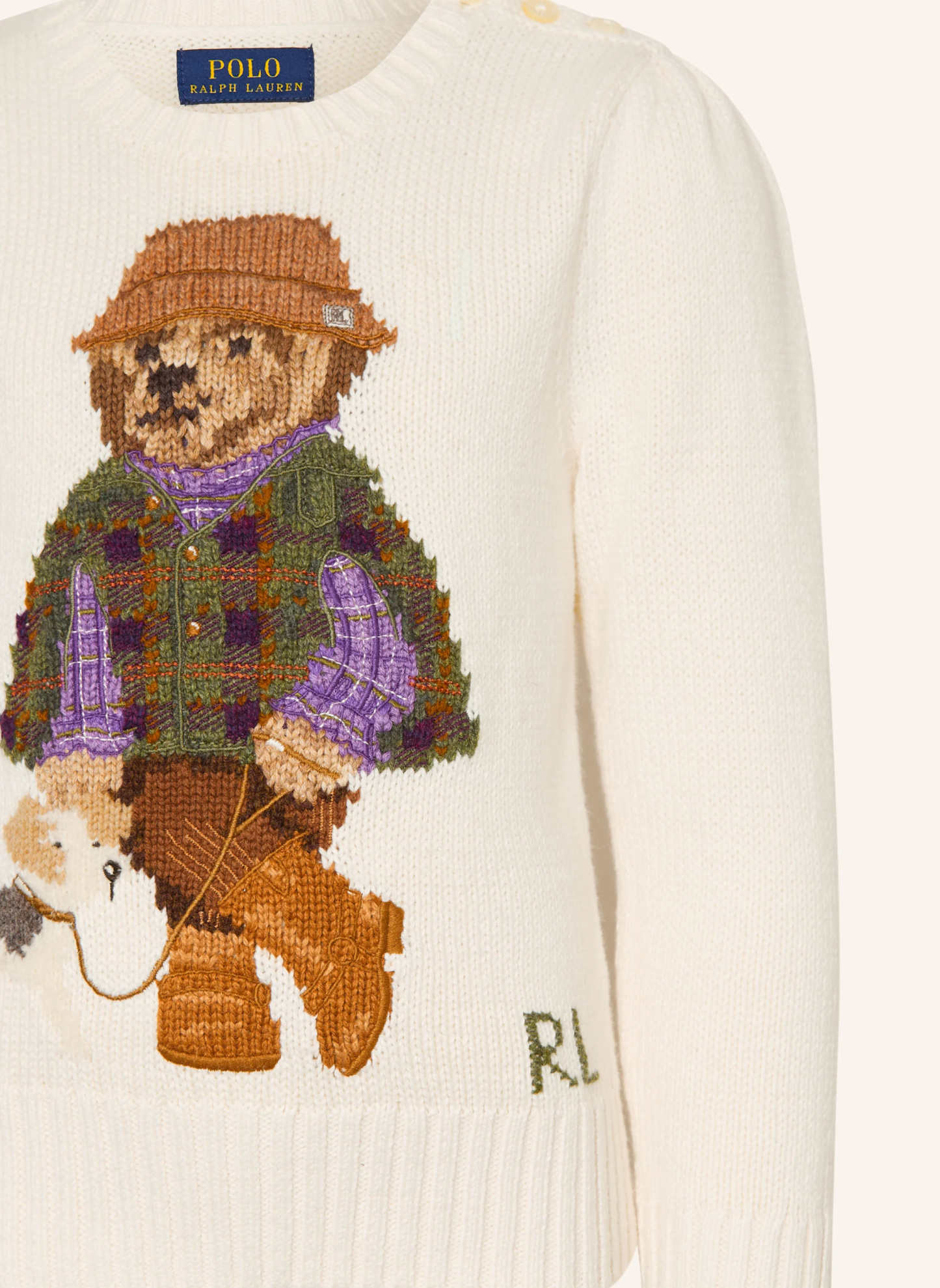 POLO RALPH LAUREN Pullover – WEISS / BRAUN / OLIV