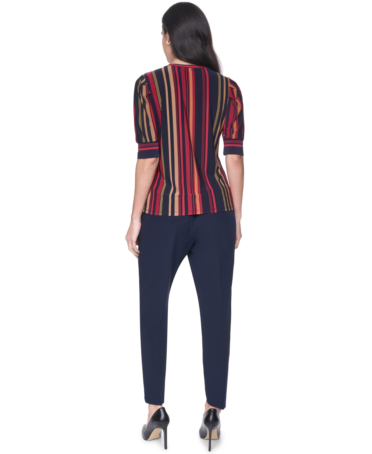 Tommy Hilfiger Women's Short-Sleeve Striped Top - Midnight Multi