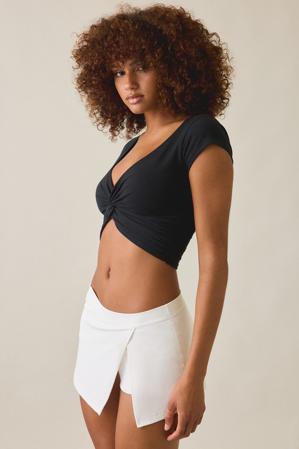 Out From Under Saturday Sculpt Slit Mini Skort - White