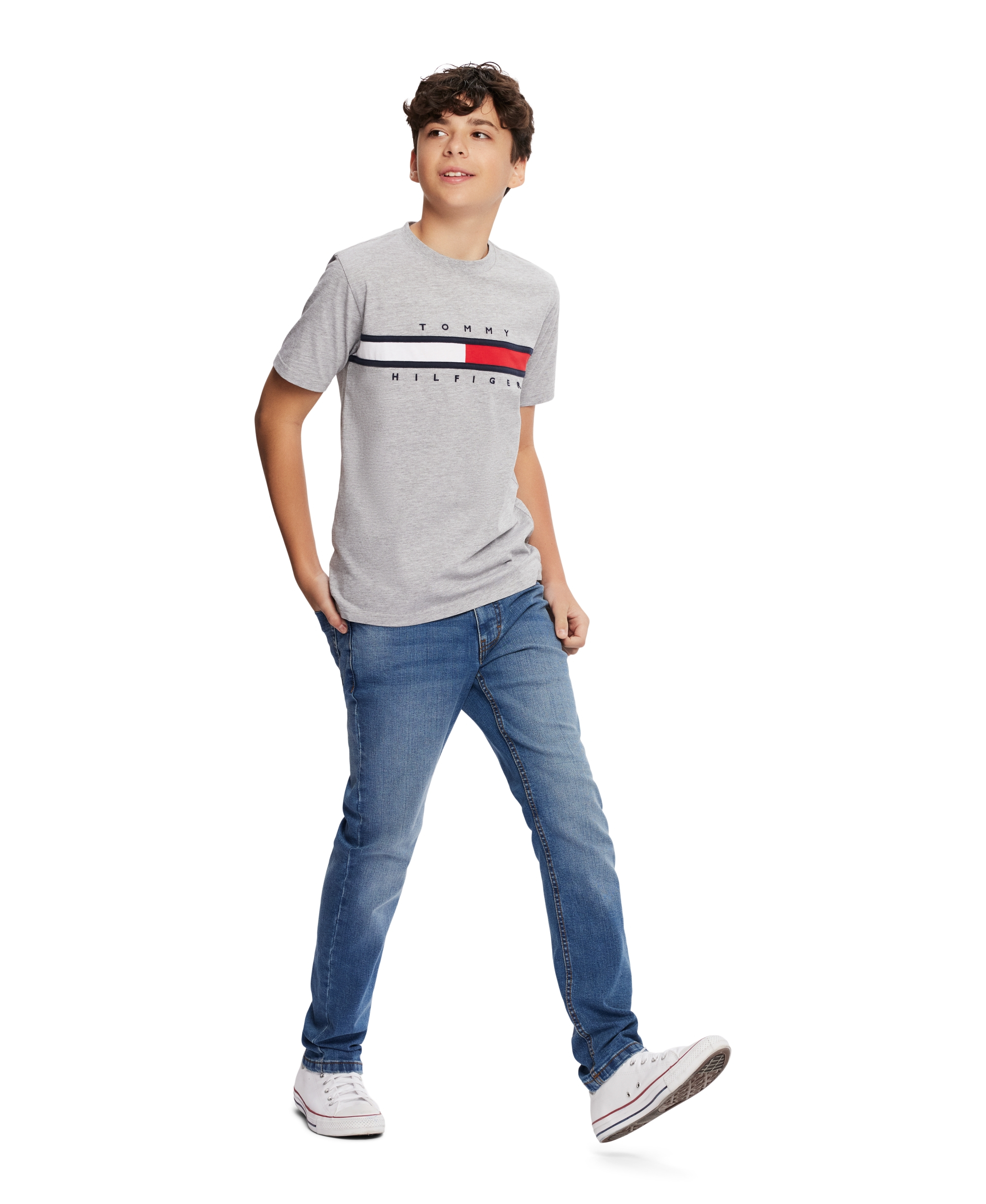 Tommy Hilfiger Boys' 8-20 Tommy New Signature T-Shirt - White