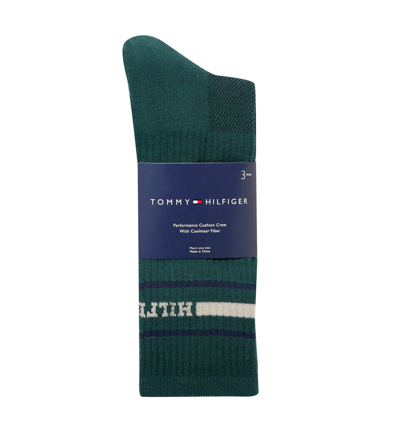 Tommy Hilfiger Men's 3-Pack Athletic Crew Sock - Green Assorted