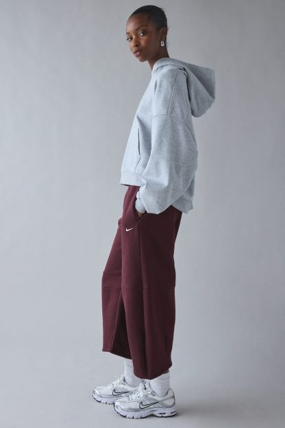 Nike Sportswear Phoenix Fleece Loose Mid-Rise Barrel Pants - Burgundy Crush/ Sail