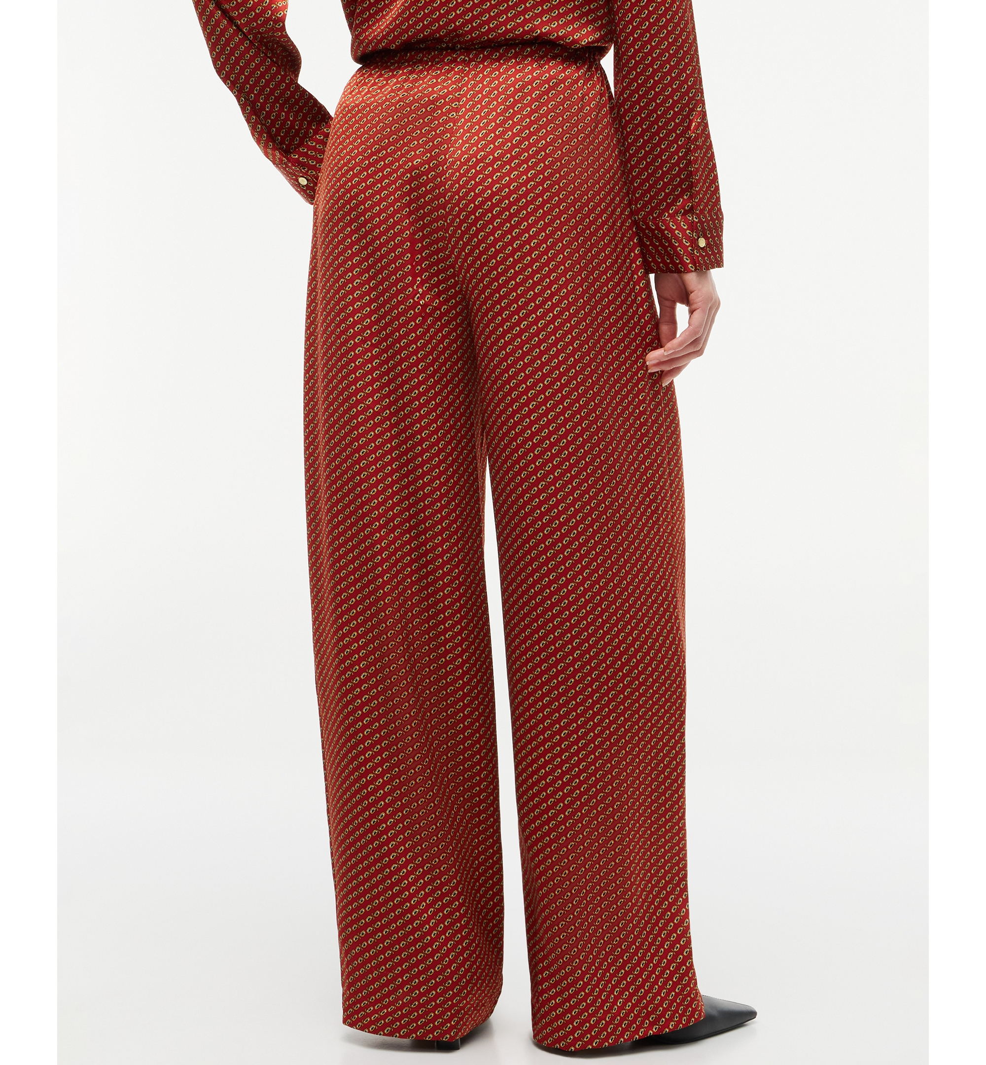 Tommy Hilfiger Women's Fluid Pull On Wide-Leg Satin Pants - Studio Foulard Dark Magma