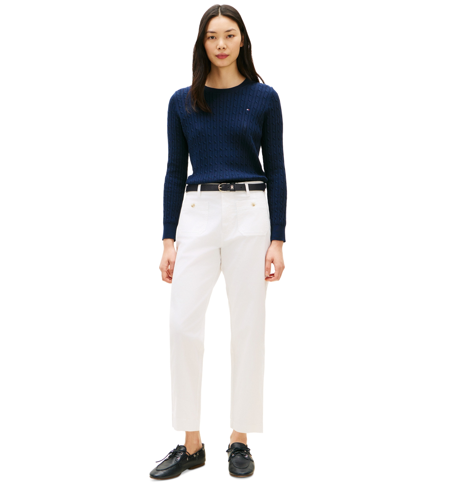 Tommy Hilfiger Damen-Twill-Chinohose mit aufgesetzten Taschen – Ecru