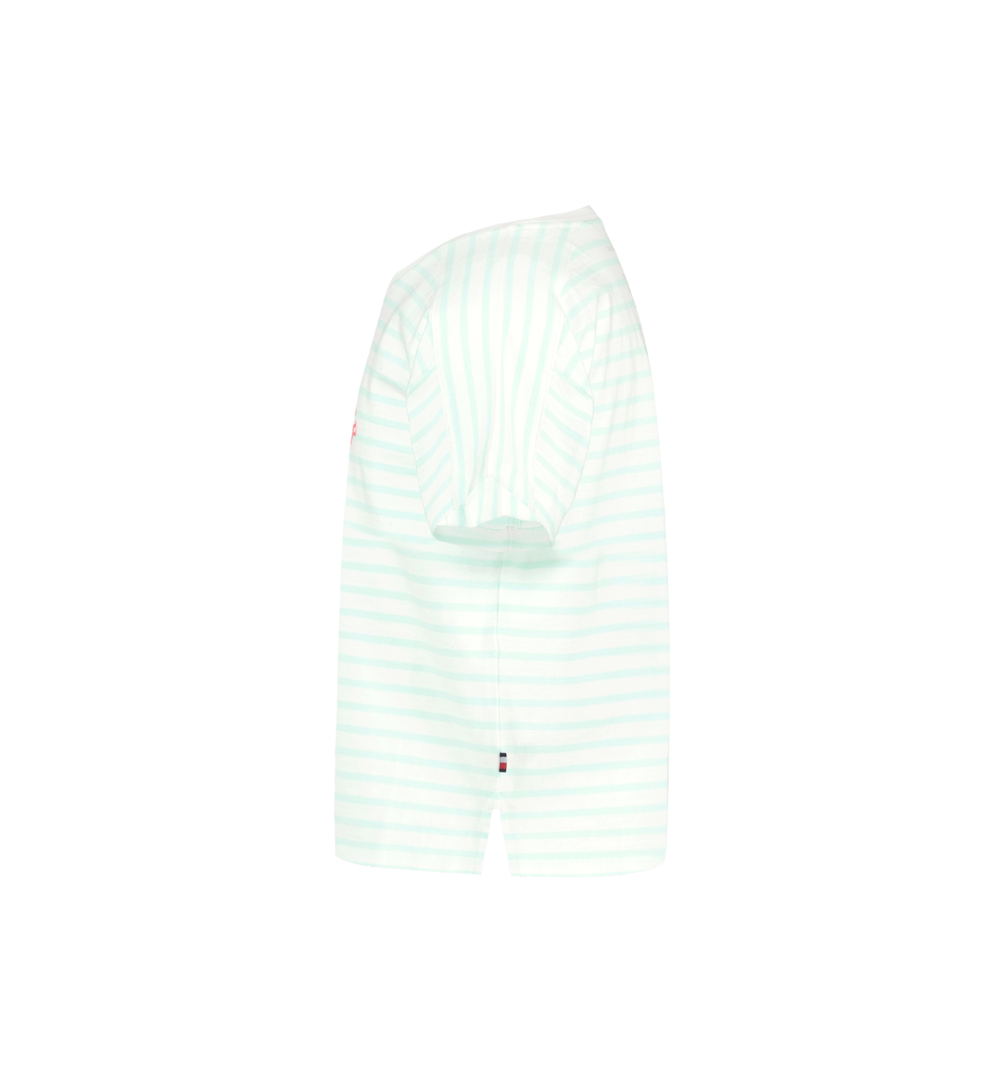 Tommy Hilfiger Girls' 7-16 Round Neck Stripe T-Shirt - Aqua