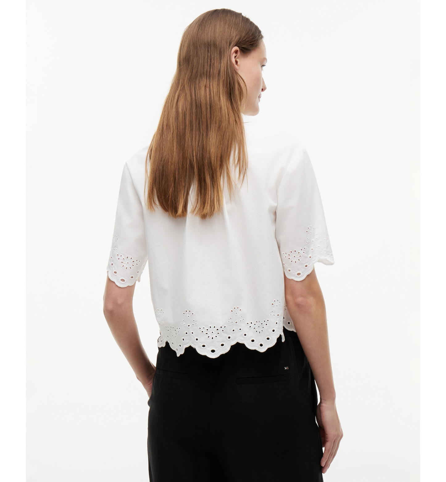 Tommy Hilfiger Women's Broderie Short-Sleeve Cotton Shirt - Ecru