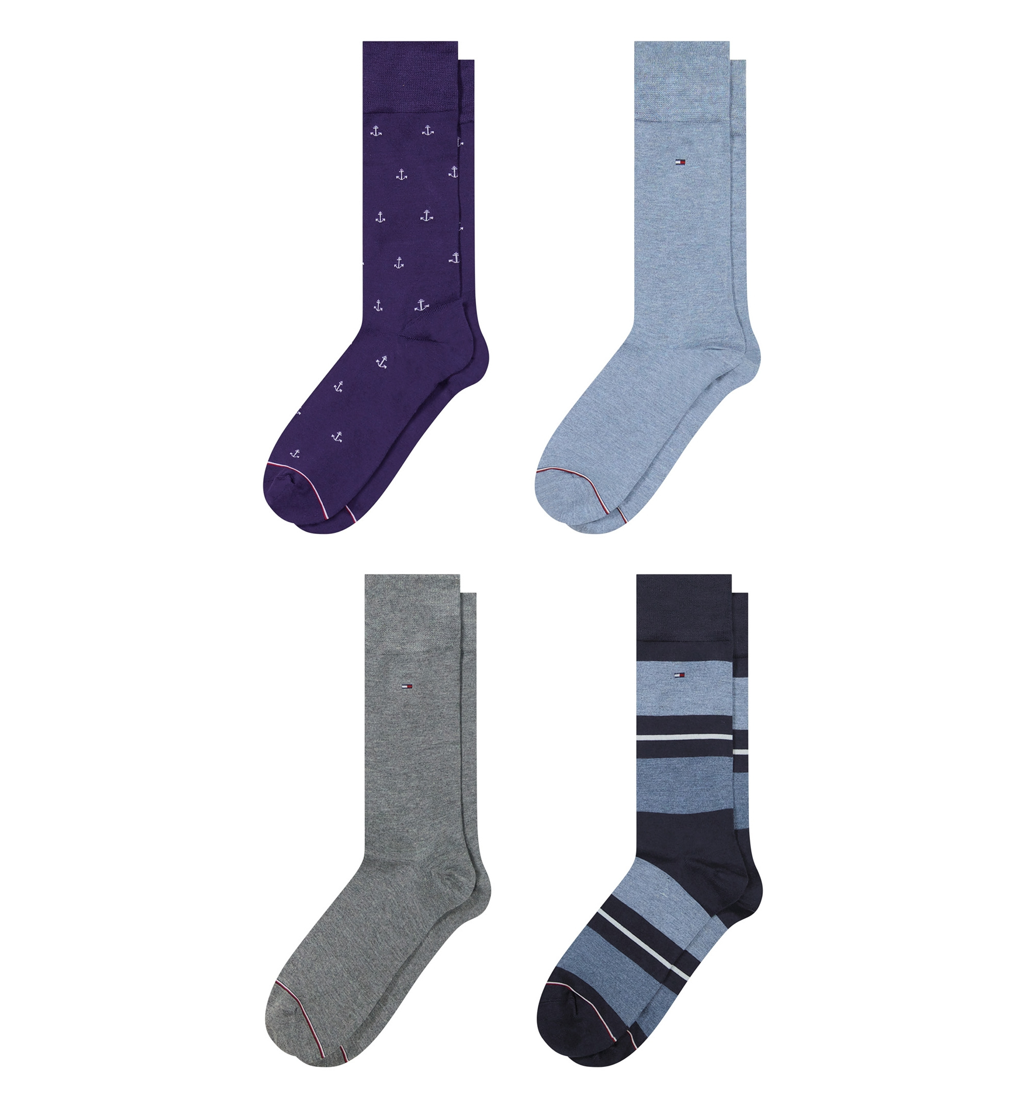 Tommy Hilfiger Men's Dress Crew Socks, 4-Pack - Nay Assorted