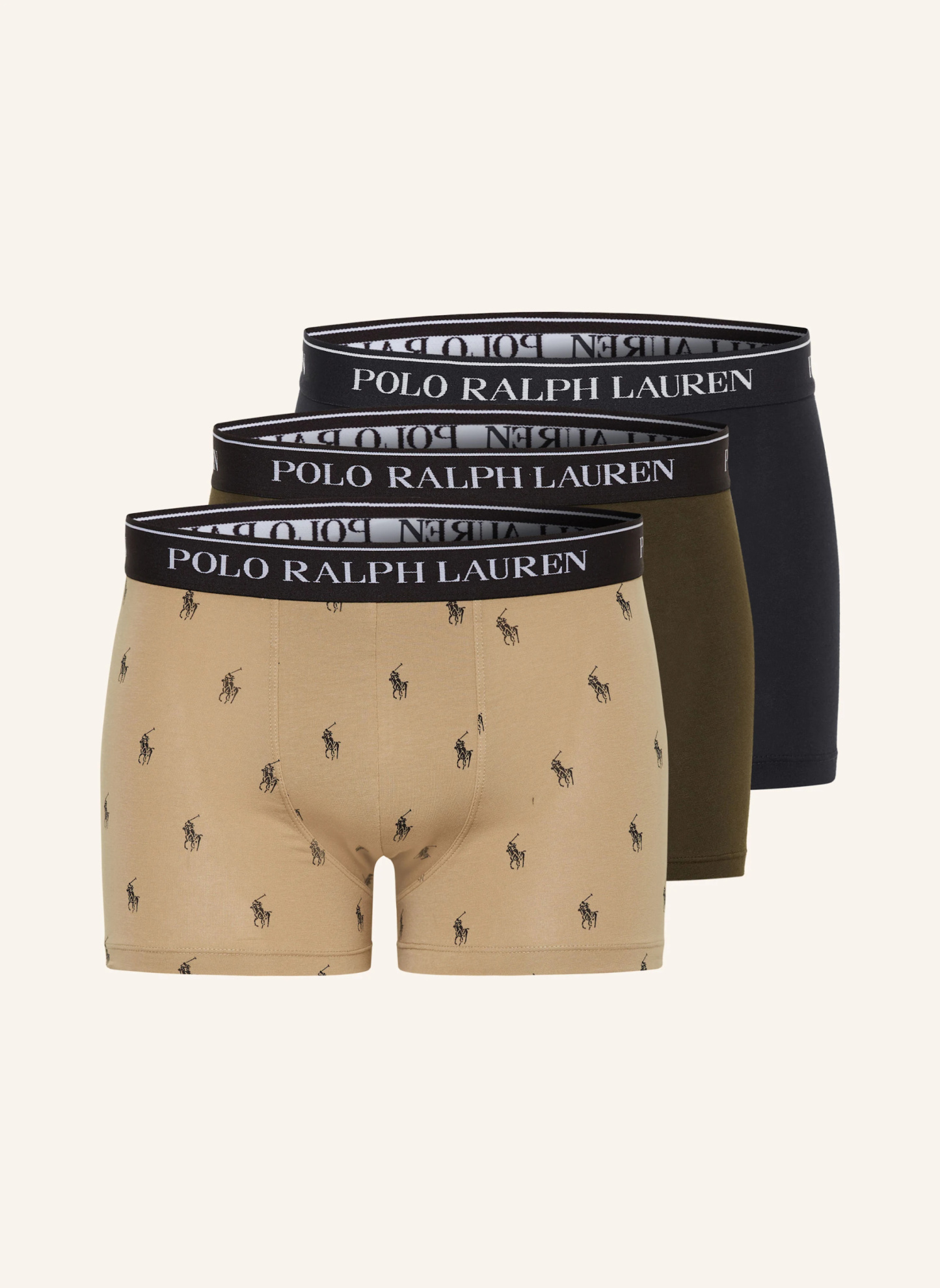 POLO RALPH LAUREN 3er-Pack Boxershorts – KHAKI / SCHWARZ / BEIGE