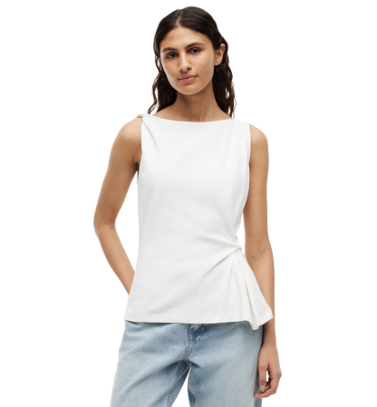 Tommy Hilfiger Women's Interlock Knot Sleeveless Cotton Top - Ecru