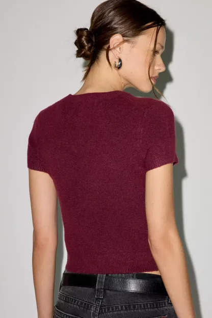 BDG So Soft Short Sleeve Sweater - Maroon
