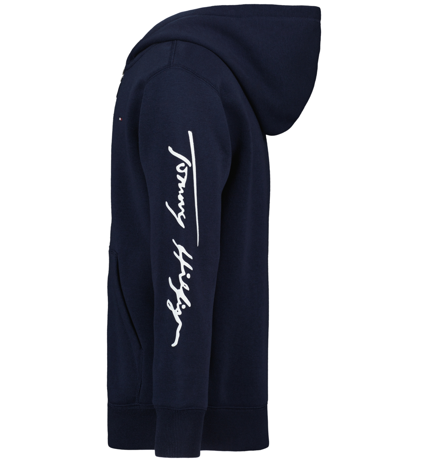 Tommy Hilfiger Boys' 8-20 Signature Full Zip Kangaroo-Pocket Cotton-Polyester Blend Zip Hoodie - Navy Blazer
