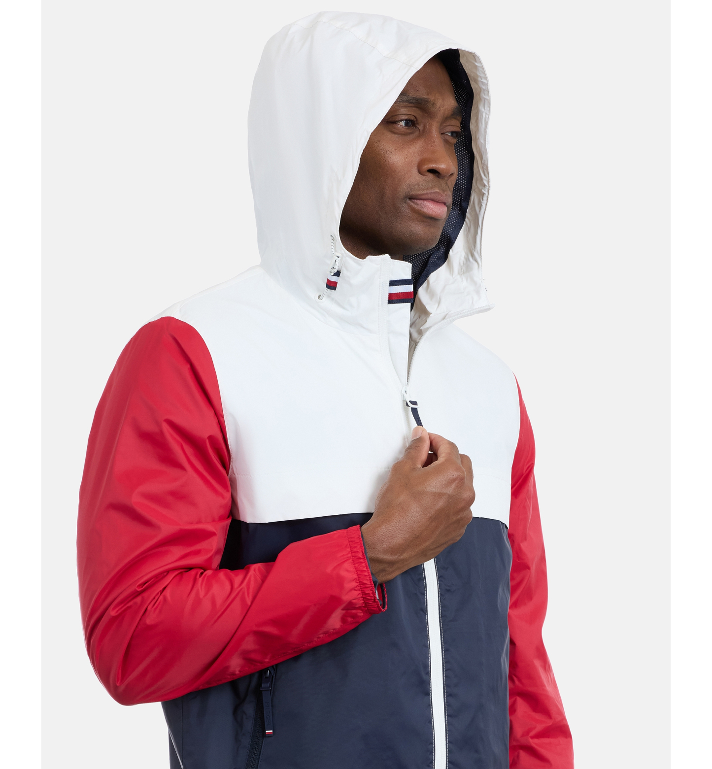 Tommy Hilfiger Men's Hooded Windbreaker Jacket - Navy/White/Red