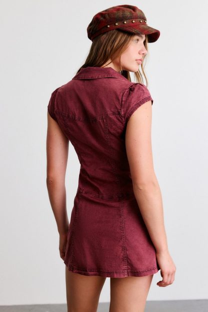 BDG Sunridge Cargo Shirt Mini Dress - Deep Purple