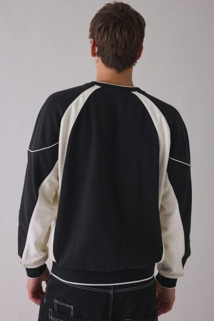 iets frans… Sporty Paneled Crew Neck Sweatshirt - Black