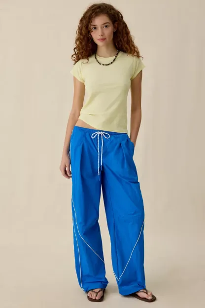 BDG Finish Line Low-Rise Baggy Track Pants - Light Blue