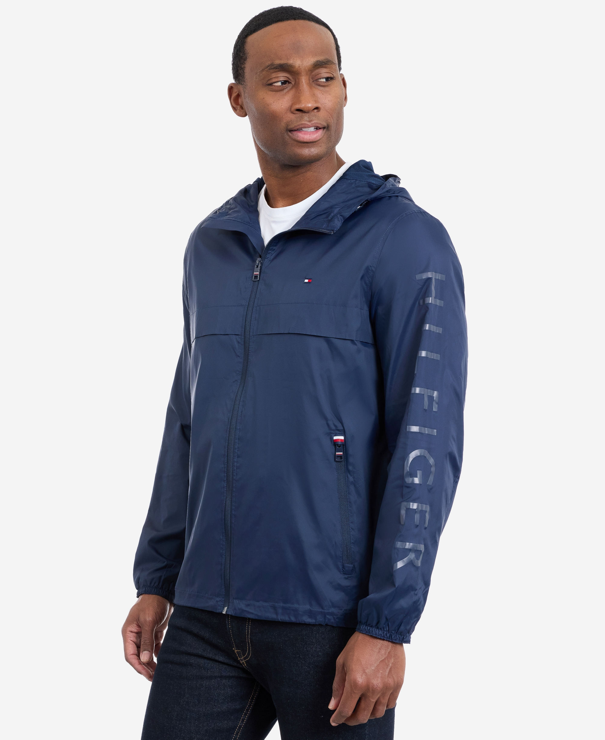 Tommy Hilfiger Men's Hooded Windbreaker Jacket - Navy
