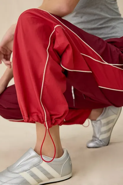 BDG Finish Line Low-Rise Baggy Track Pants - Red