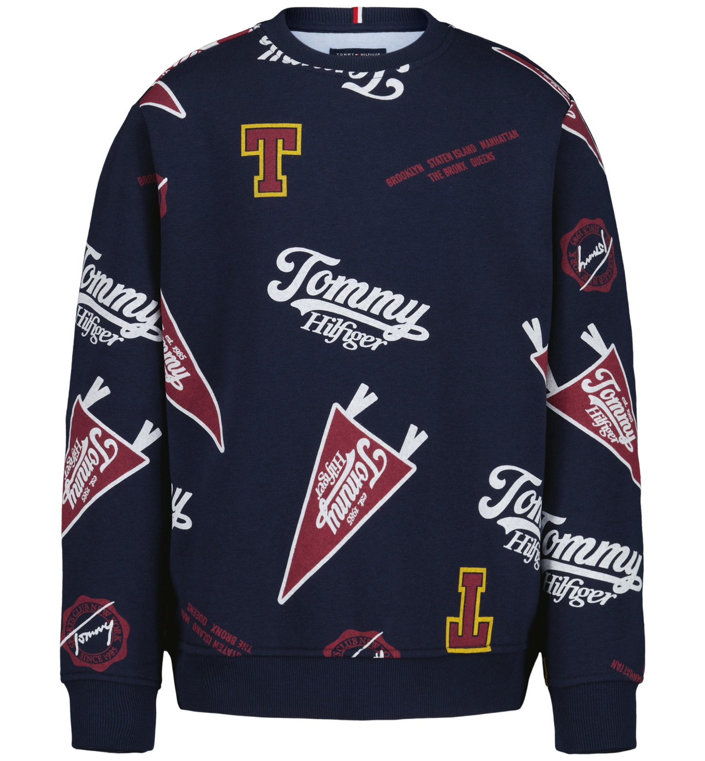Tommy Hilfiger Boys' 8-20 Collegiate Allover Print Crew Relaxed-Fit Sweatshirt - Navy Blazer