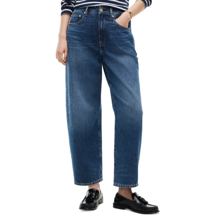 Tommy Hilfiger Women's Quinn Mid-Rise Barrel-Leg Dark-Rinse Jeans - Vin