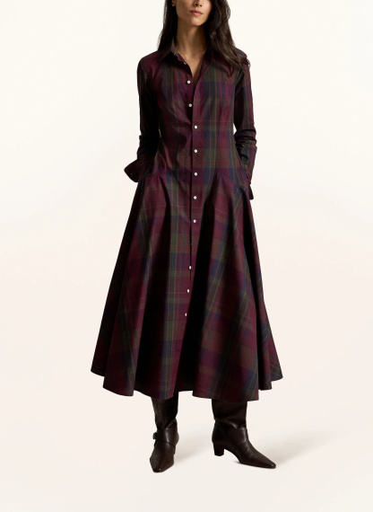 POLO RALPH LAUREN Hemdblusenkleid – FUCHSIA / DUNKELLILA / DUNKELGRÜN