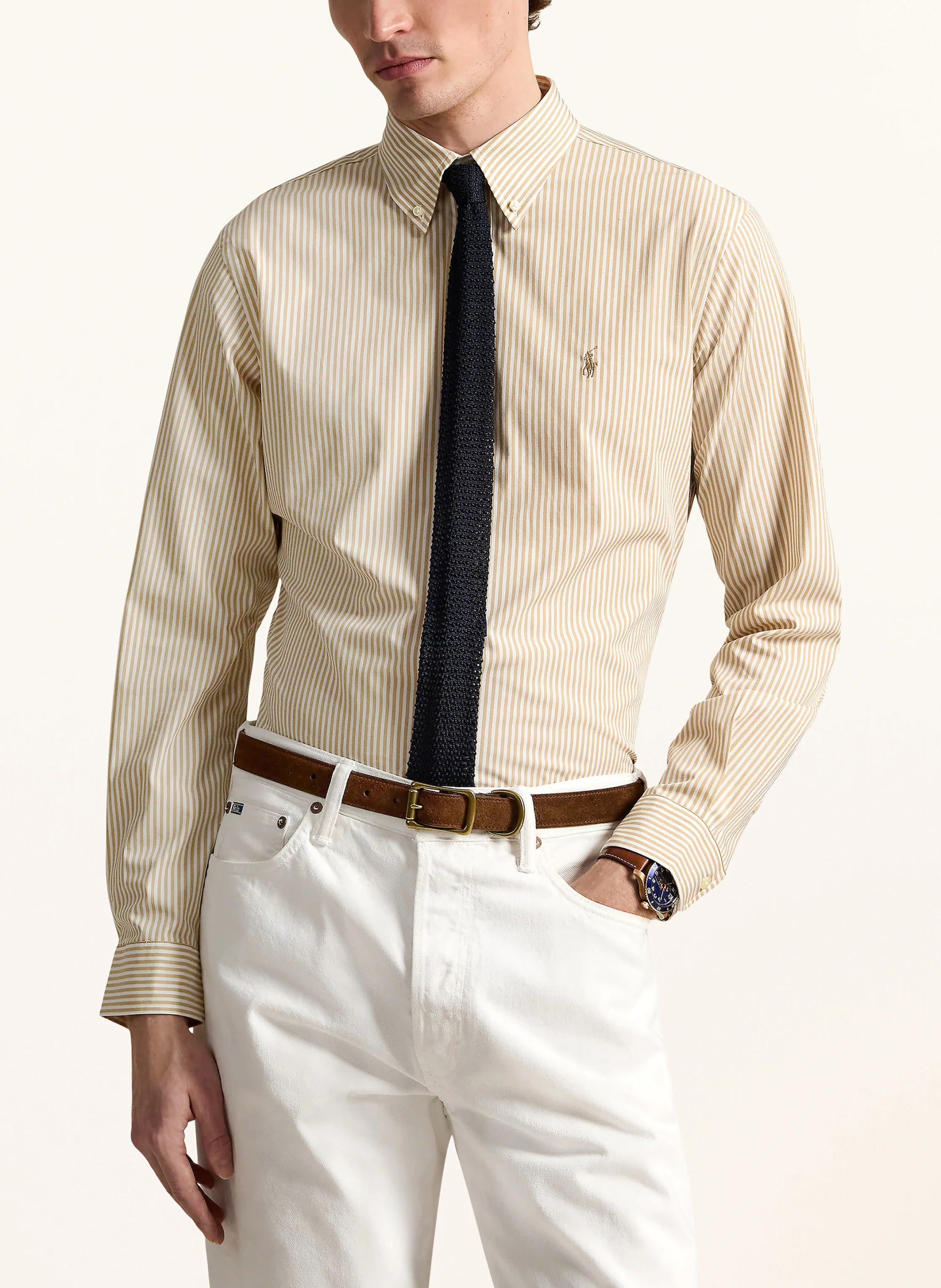 POLO RALPH LAUREN Hemd Custom Fit – BEIGE / WEISS (2)